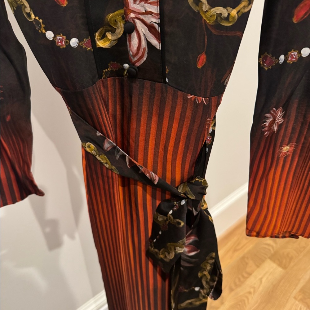 Marchesa Black Floral & red Ombre Wrap Maxi Dress - Picture 4 of 5